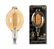 Лампа светодиодная филаментная Gauss E27 8W 2400K золотая 151802008