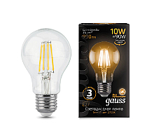 Лампа светодиодная филаментная Gauss E27 10W 2700К прозрачная 102802110