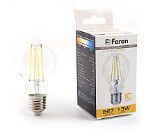 Лампа светодиодная филаментная Feron E27 13W 2700K груша прозрачная LB-613 38239