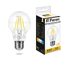 Лампа светодиодная филаментная Feron E27 7W 2700K Шар Прозрачная LB-57 25569
