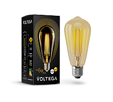 Лампа светодиодная филаментная Voltega E27 6W 2800К золотая VG10-ST64Gwarm6W 5526