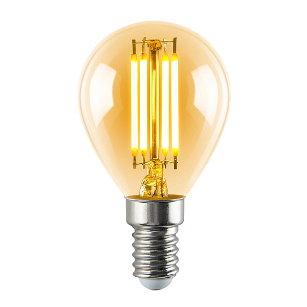 Лампа светодиодная филаментная Volpe E14 5W груша янтарная LED-G45-5W/AMBER/E14/VLF UL-00009159