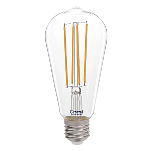 Филаментная светодиодная лампа General GLDEN-ST64S-10-230-E27-2700 655304