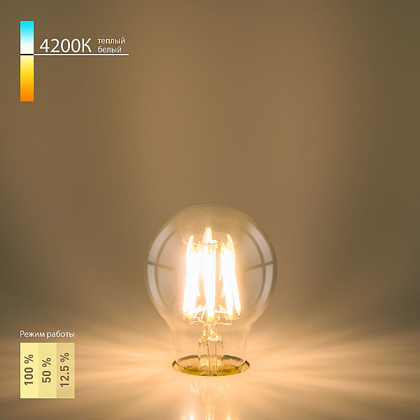 Лампа светодиодная филаментная диммируемая Elektrostandard E27 9W 4200K груша прозрачная 4690389047756