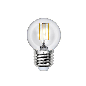 Лампа светодиодная филаментная (UL-00000196) Uniel E27 6W 3000K прозрачная LED-G45-6W/WW/E27/CL LED-G45-6W/WW/E27/CL PLS02WH