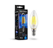 Лампа светодиодная Voltega E14 6W 4000К свеча прозрачная VG10-C1E14cold6W-F 7020