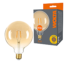 Лампа светодиодная филаментная WOLTA 10Вт 2400K Е27 шар прозрачный WF-G125-10W2.4KE27