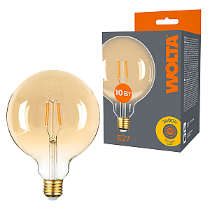 Лампа светодиодная филаментная WOLTA 10Вт 2400K Е27 шар прозрачный WF-G125-10W2.4KE27