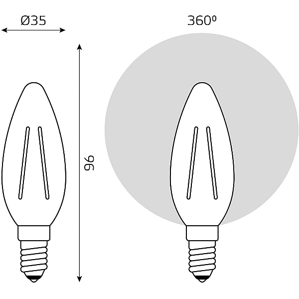 Светодиодная филаментная лампа Gauss Basic Filament E14 5W 4000K свеча 50312252