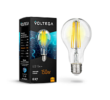 Лампа светодиодная филаментная Voltega E27 15W 2800К груша прозрачная VG10-A1E27warm15W-F 7104