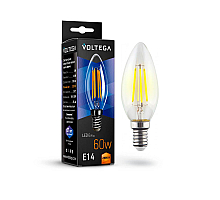 Лампа светодиодная Voltega E14 6W 2800К свеча прозрачная VG10-C1E14warm6W-F 7019