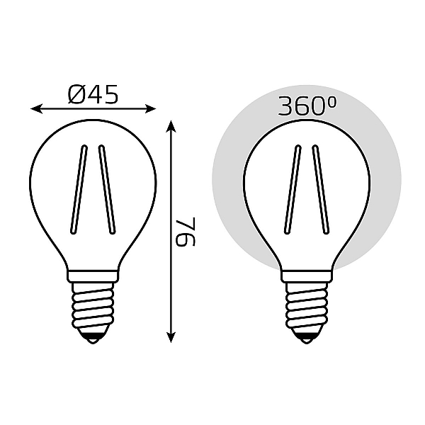 Светодиодная филаментная лампа Gauss Basic Filament E14 4W 3000K шар 50512142