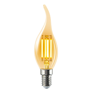 Лампа светодиодная филаментная Volpe E14 5W Свеча на ветру янтарная LED-CW35-5W/AMBER/E14/VLF UL-00009158