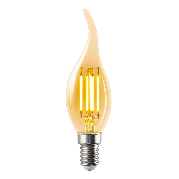 Лампа светодиодная филаментная Volpe E14 5W Свеча на ветру янтарная LED-CW35-5W/AMBER/E14/VLF UL-00009158