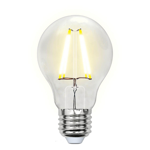 Лампа светодиодная филаментная (UL-00002210) Uniel E27 8W 3000K прозрачная LED-A60-8W/WW/E27/CL GLA01TR