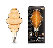 Лампа светодиодная филаментная Gauss E27 6W 2400K золотая 158802006