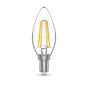 Лампа светодиодная филаментная Gauss E14 4,5W 2700К прозрачная 1031115