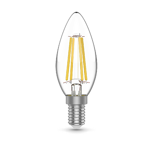 Лампа светодиодная филаментная Gauss E14 4,5W 2700К прозрачная 1031115