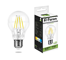 Лампа светодиодная филаментная Feron E27 7W 4000K Шар Прозрачная LB-57 25570