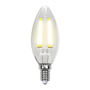 Лампа светодиодная филаментная (UL-00003250) Uniel E14 7,5W 3000K прозрачная LED-G45-7,5W/WW/E14/CL GLA01TR