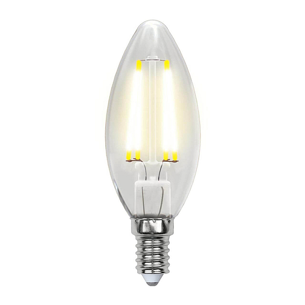 Лампа светодиодная филаментная (UL-00003250) Uniel E14 7,5W 3000K прозрачная LED-G45-7,5W/WW/E14/CL GLA01TR