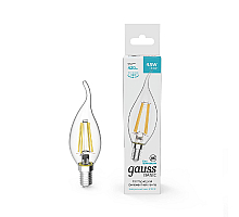 Лампа светодиодная филаментная Gauss E14 4,5W 4100К прозрачная 1041125
