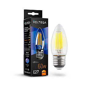 Лампа светодиодная Voltega E27 6W 2800K прозрачная VG10-C1E27warm6W-F 7046