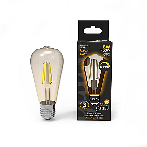 Светодиодная филаментная лампа Gauss Filament E27 6W 2400K 102802006-D