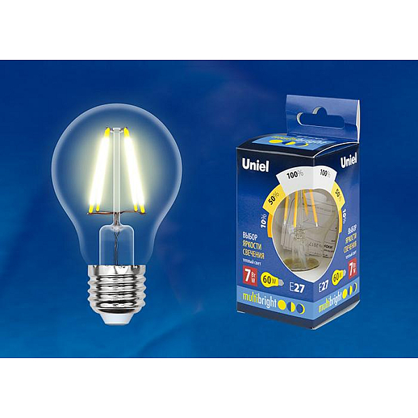 Лампа светодиодная филаментная Uniel E27 5W 3000K прозрачная LED-G45-5W/WW/E27/CL/MB GLM10TR