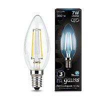 Лампа светодиодная филаментная Gauss E14 7W 4100К прозрачная 103801207