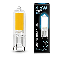 Лампа светодиодная Gauss G9 4.5W 4100K прозрачная 107809204