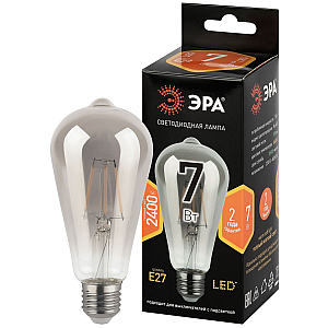 Лампа светодиодная филаментная Эра F-LED ST64-7W-824-E27 smoky 7Вт дымчатая Б0071205