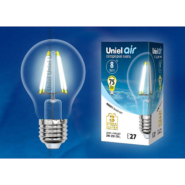 Лампа светодиодная филаментная Uniel E40 40W 6500K прозрачная LED-ED90-40W/DW/E40/CL GLP05TR UL-00003763