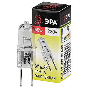 Лампа галогенная Эра GY6.35 50W 3000K GY6.35-JCD-50W-230V C0027374