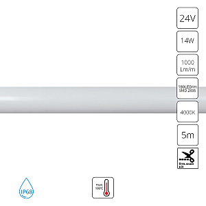 Гибкий влагозащищенный неон Arte Lamp Neon Termo 24V 14W/m 4000K 5m IP68 A2418013-02-4K