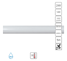 Гибкий влагозащищенный  неон Arte Lamp Neon Termo 24V 14W/m 6000K 5m IP68 A2418013-03-6K