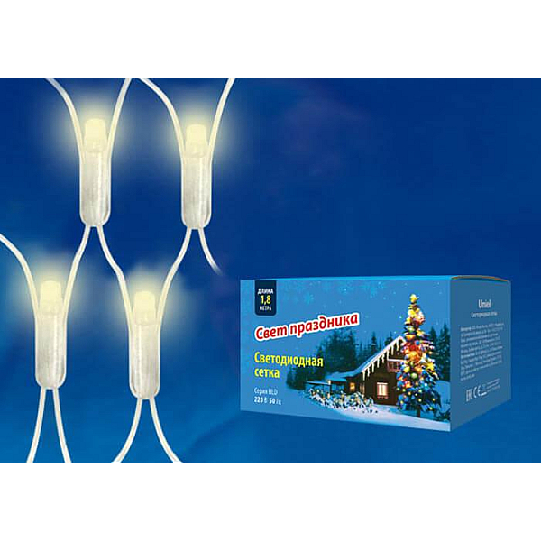 Светодиодная гирлянда (UL-00005489) Uniel сетка 220V теплый белый ULD-N1815-180/DTA Warm White IP20