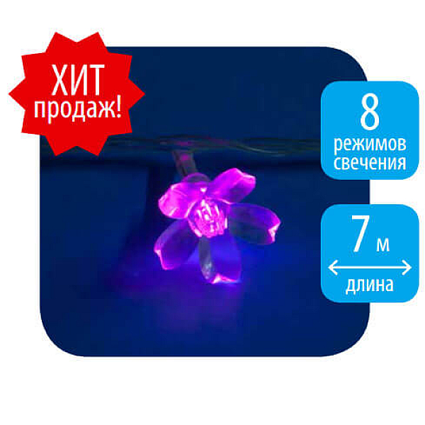 Светодиодная гирлянда (07933) Uniel Сакура 220V розовый ULD-S0700-050/DTA PINK IP20 PINK SAKURA