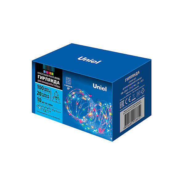 Уличная светодиодная гирлянда (UL-00007180) Uniel 220V  разноцветный ULD-S1000-100/DTA/RC RGB IP44