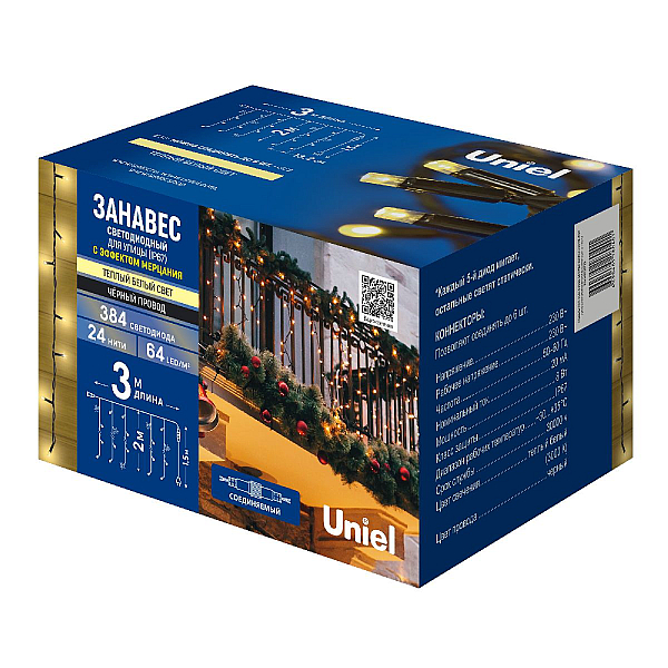 Уличная гирлянда Uniel ULD-C3020-384/TBK WARM WHITE IP67 UL-00010940