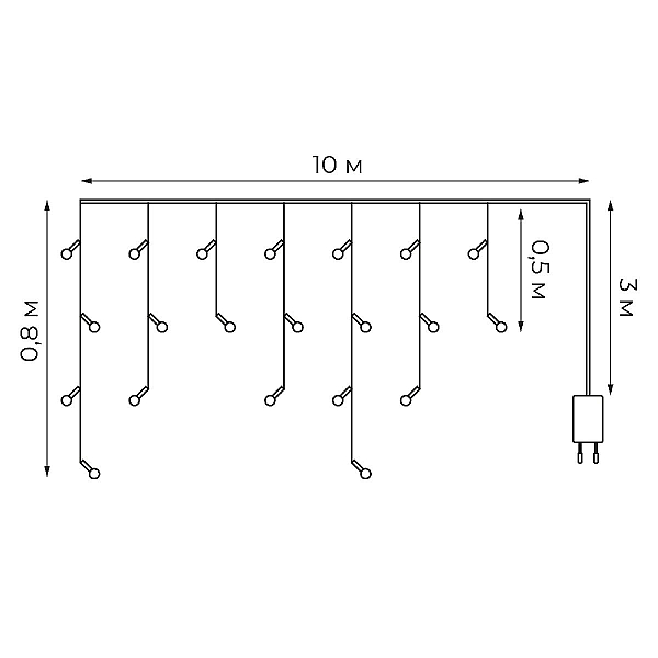 Гирлянда Бахрома Uniel Sky ULD-B10008-480/TTK WHITE IP44 UL-00012069