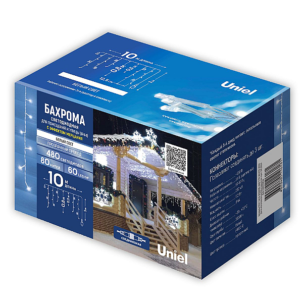 Гирлянда Бахрома Uniel Sky ULD-B10008-480/TTK WHITE IP44 UL-00012069