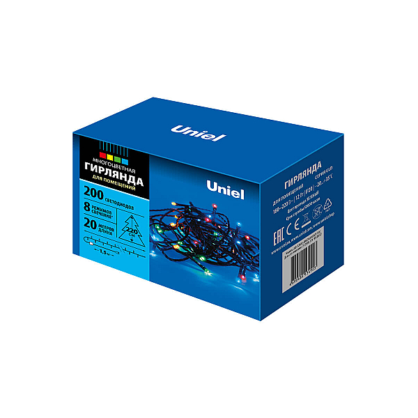 Светодиодная гирлянда Uniel (UL-00007307) разноцветный ULD-S2000-200/DGA Multi IP20