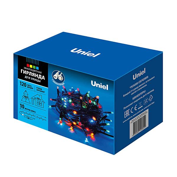 Уличная светодиодная гирлянда (UL-00003943) Uniel  разноцветный ULD-S1000-120/TBK Multi IP67