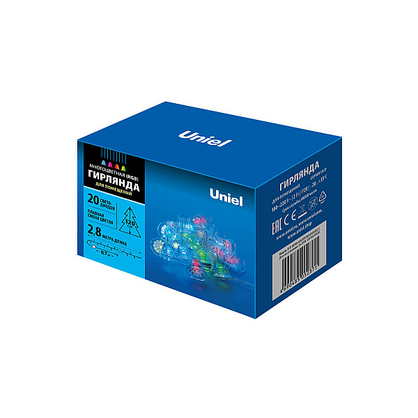 Светодиодная гирлянда (07919) Uniel Колокольчики 220V разноцветный ULD-S0280-020/DTA RGB IP20 BELLS