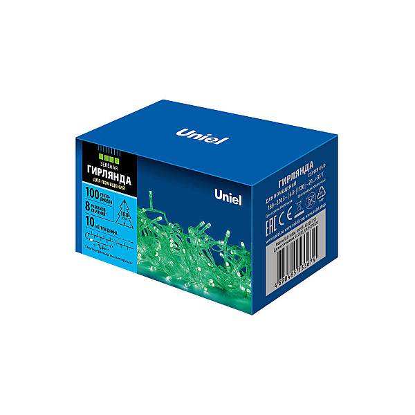 Светодиодная гирлянда (UL-00007198) Uniel 220V зеленый ULD-S1000-100/DTA Green IP20