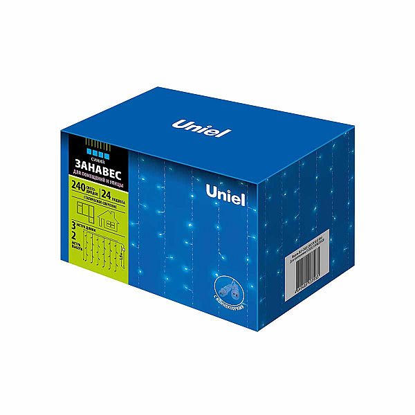 Уличная светодиодная гирлянда (UL-00007211) Uniel занавес 220V синий ULD-C3020-240/STK Blue IP44