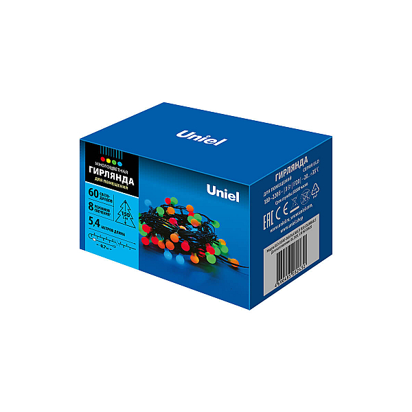 Светодиодная гирлянда (07928) Uniel Шарики 220V разноцветный ULD-S0540-060/DGA MULTI IP20 COLORBALLS
