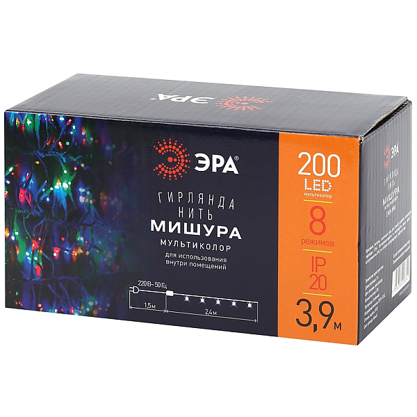 Гирлянда мишура 220V мультиколор ЭРА ENIN - WM Б0047972