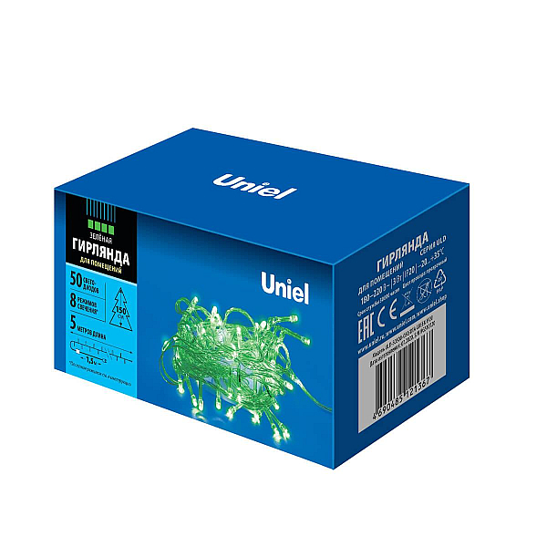 Светодиодная гирлянда  Uniel (UL-00005760) зеленый ULD-S0500-050/DTA Green IP20